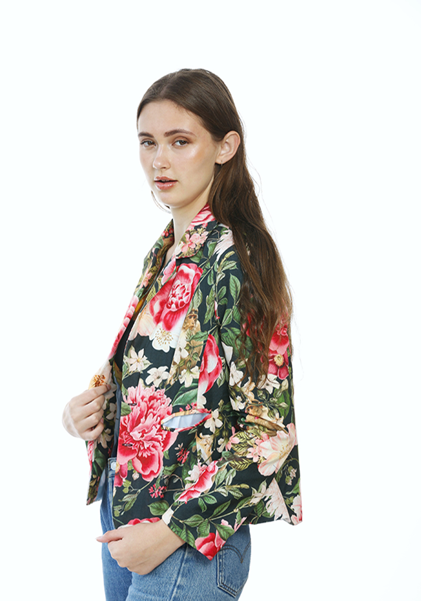 Red Opulant Roses Ladies Jacket - Image 3