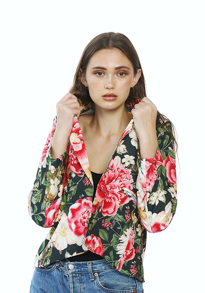 Red Opulant Roses Ladies Jacket - Image 2